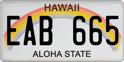HI license plate EAB665