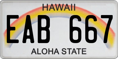 HI license plate EAB667