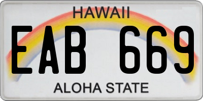 HI license plate EAB669