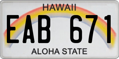 HI license plate EAB671