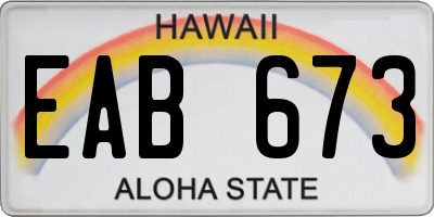 HI license plate EAB673