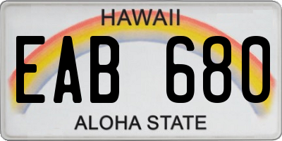 HI license plate EAB680
