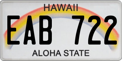 HI license plate EAB722