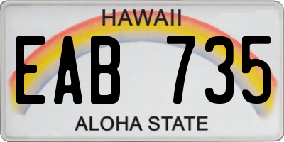 HI license plate EAB735