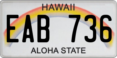 HI license plate EAB736