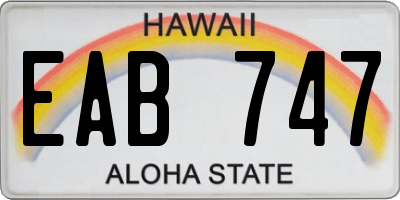 HI license plate EAB747