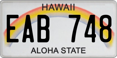 HI license plate EAB748