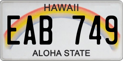 HI license plate EAB749