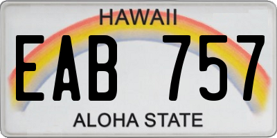 HI license plate EAB757