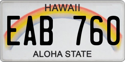 HI license plate EAB760