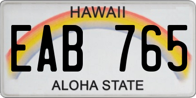 HI license plate EAB765