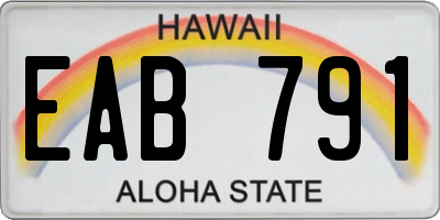 HI license plate EAB791