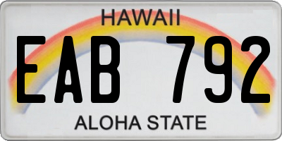 HI license plate EAB792