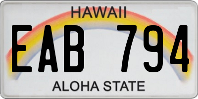 HI license plate EAB794