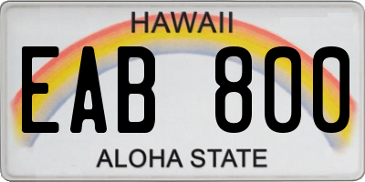 HI license plate EAB800