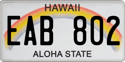 HI license plate EAB802