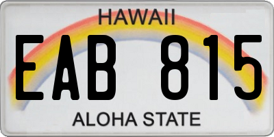 HI license plate EAB815