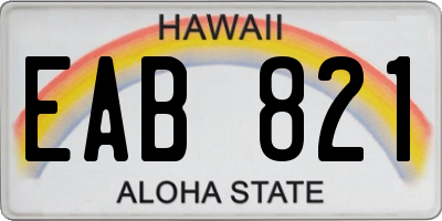 HI license plate EAB821