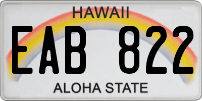 HI license plate EAB822