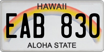 HI license plate EAB830