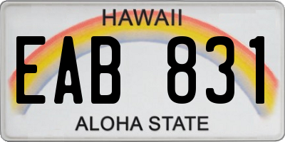 HI license plate EAB831