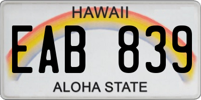 HI license plate EAB839