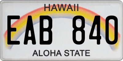 HI license plate EAB840