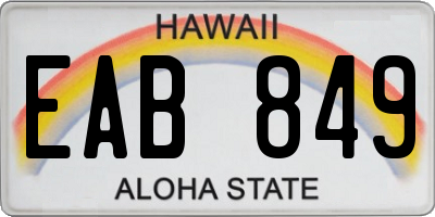 HI license plate EAB849