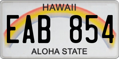 HI license plate EAB854