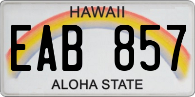 HI license plate EAB857