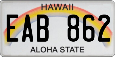 HI license plate EAB862