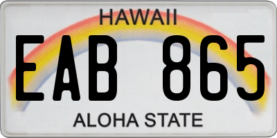 HI license plate EAB865