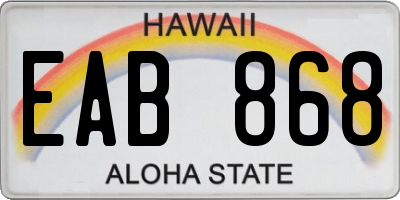 HI license plate EAB868