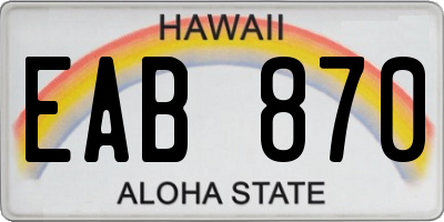 HI license plate EAB870