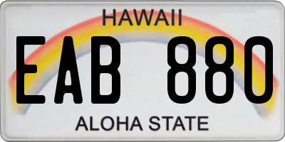 HI license plate EAB880