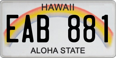HI license plate EAB881