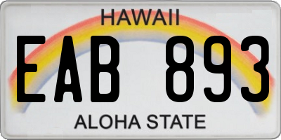 HI license plate EAB893