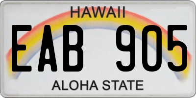 HI license plate EAB905