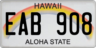 HI license plate EAB908