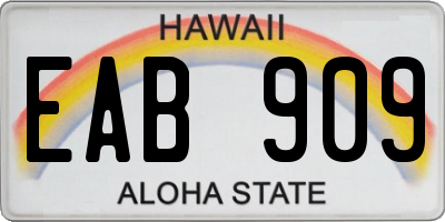 HI license plate EAB909