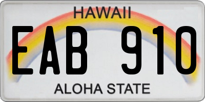 HI license plate EAB910