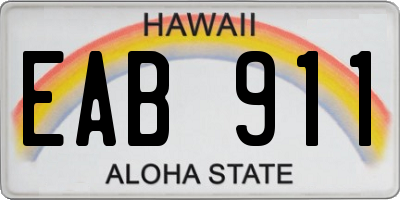 HI license plate EAB911