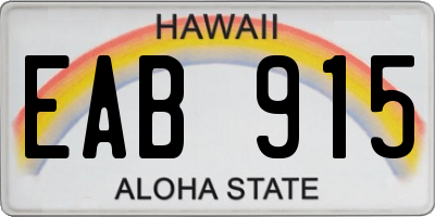 HI license plate EAB915