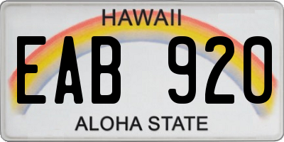 HI license plate EAB920