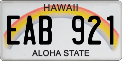 HI license plate EAB921