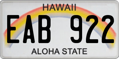 HI license plate EAB922