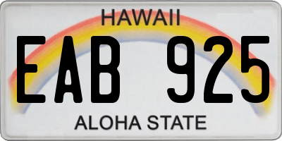 HI license plate EAB925