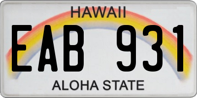 HI license plate EAB931