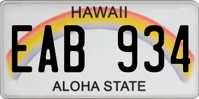 HI license plate EAB934