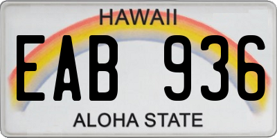 HI license plate EAB936